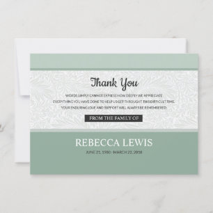 Carte de remerciements commémoratif