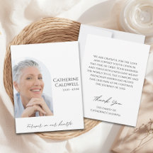 Carte de remerciements commémoratif minimaliste Ar