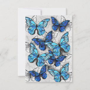 Carte De Remerciements Composition des White and Blue Butterflies