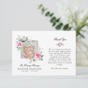 Carte De Remerciements Composition Florale Photo Funéraire Élégante
