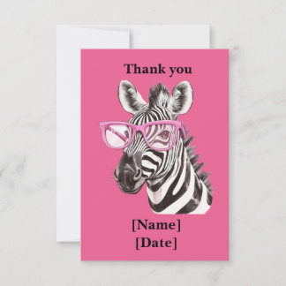 Carte De Remerciements Conception d'animaux de safari amusants - Zèbre