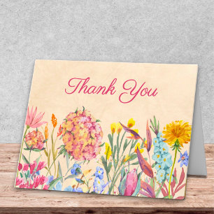 Carte De Remerciements Conception de aquarelle florale de fleur sauvage é