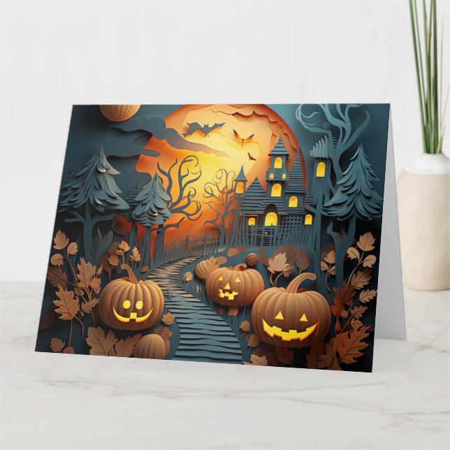 Carte De Remerciements Conception d'effets 3D de la scène d'Halloween (Devant)