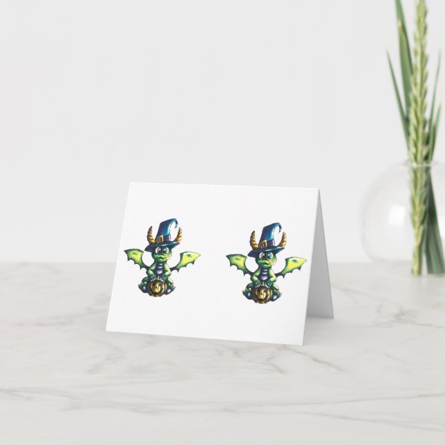 Carte De Remerciements Conception magique du dragon d'Halloween (Devant)