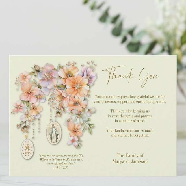 Carte De Remerciements Condoléances funérailles catholiques Marie (Créateur téléchargé)