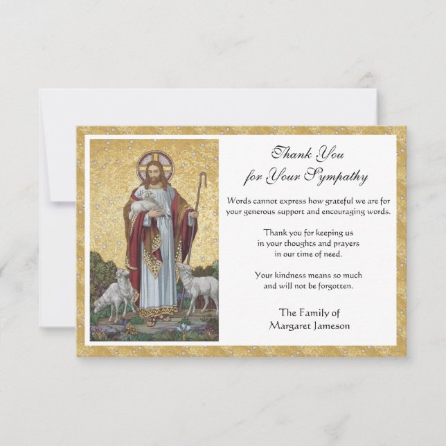 Carte De Remerciements Condolence catholique religieuse Funérailles de Jé (Devant)