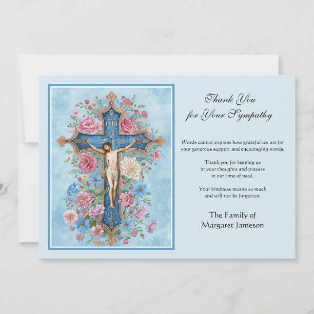 Carte De Remerciements Condolence catholique religieuse Funérailles de Jé (Devant)