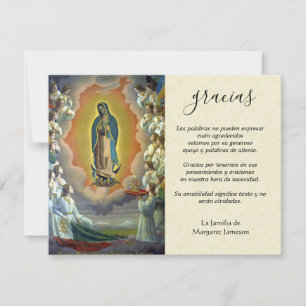 Carte De Remerciements Condolence de la Vierge catholique espagnole