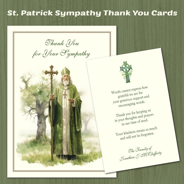 Carte De Remerciements Condolence de sympathie catholique irlandaise (Traditional St. Patrick Sympathy Thank You Cards )