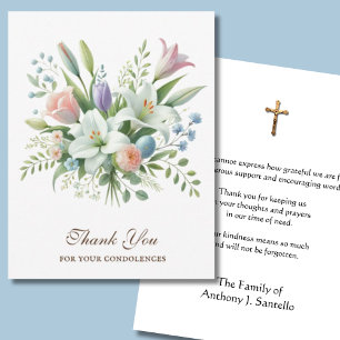Carte De Remerciements Condolence florale catholique du printemps