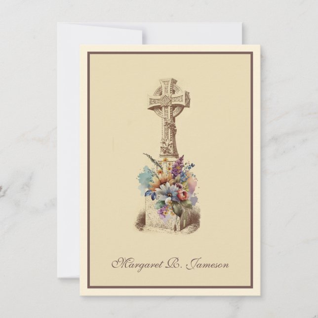 Carte De Remerciements Condolence florale de la Croix celtique irlandaise (Devant)