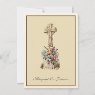 Carte De Remerciements Condolence florale de la Croix celtique irlandaise