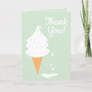 Carte De Remerciements Cône De Crème De Glace Avec Saupoudrer Vert Pois