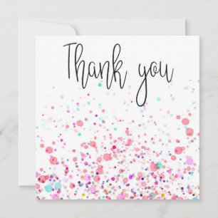 Carte De Remerciements Confetti coloré joyeux rose
