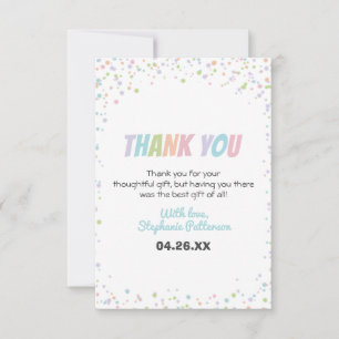 Carte De Remerciements Confetti Colorée mignonne Petit Bébé Sprinkel Douc