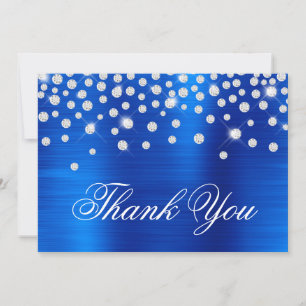 Carte De Remerciements Confettis diamants en satin royal bleu dégradé mét