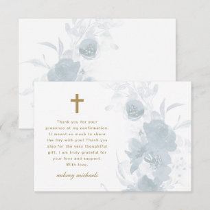 Carte De Remerciements Confirmation d'aquarelle bleue