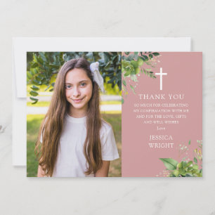 Carte De Remerciements Confirmation de la photo de Dusty Rose Rose Greene