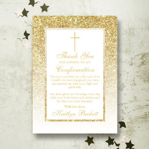 Carte De Remerciements Confirmation De Parties scintillant Or Élégante Ou