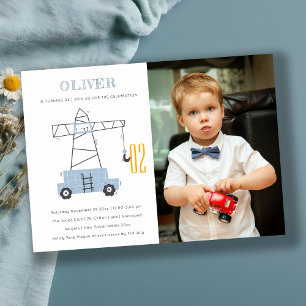 Carte De Remerciements Construction Grue Photo N'Importe Quel Âge Anniver