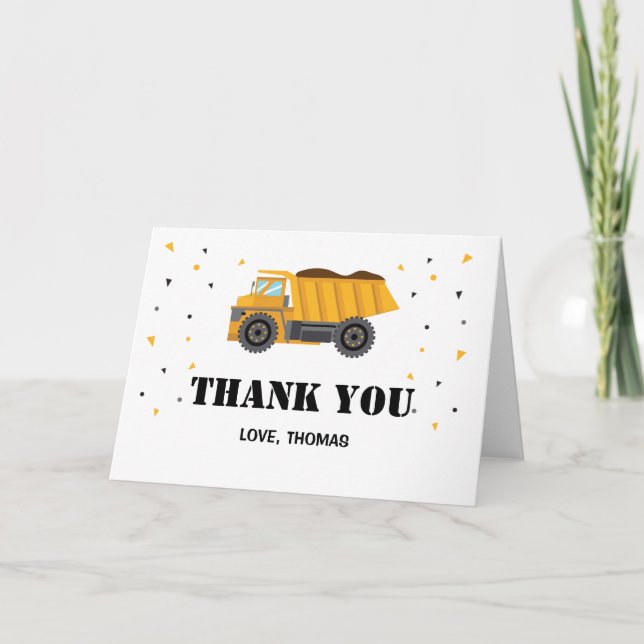 Carte De Remerciements Construction truck excavator Thank you card (Devant)