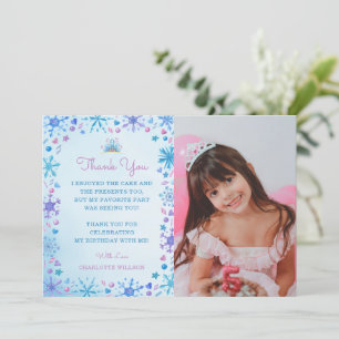 Carte De Remerciements Conte de fée congelée Ice Princess Crown Anniversa