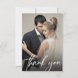 Carte De Remerciements Contemporain Personnalisé 2 Photos Mariages Simple