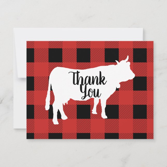 Carte De Remerciements Contrôle rouge de Buffalo avec la vache (Devant)
