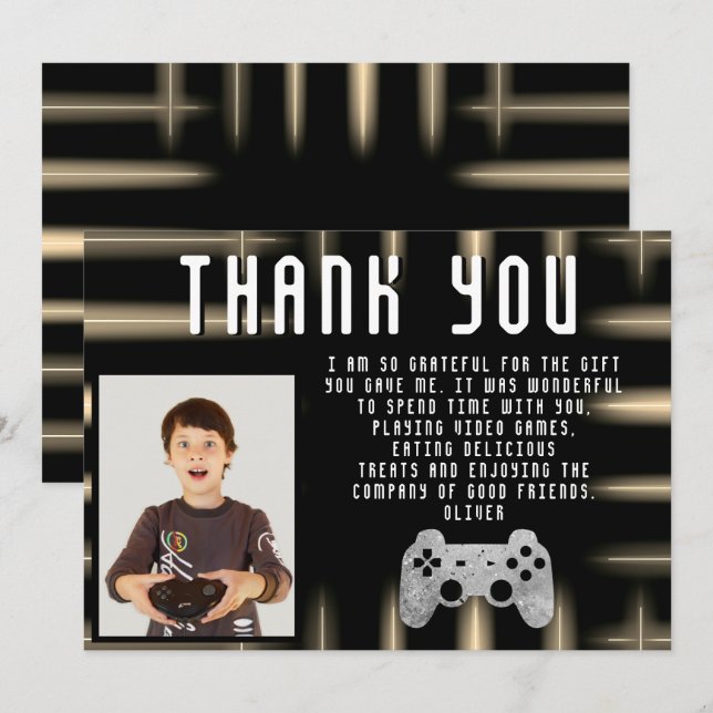 Carte De Remerciements Contrôleur de jeu vidéo Jeux Photo Anniversaire (Devant / Derrière)