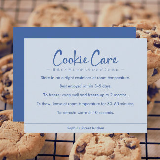 Carte De Remerciements Cookie Care Instructions Blue Simple Typography
