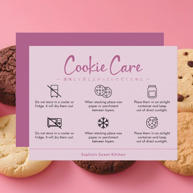 Carte De Remerciements Cookie Care Instructions Dusty Pink Minimalist (Créateur téléchargé)