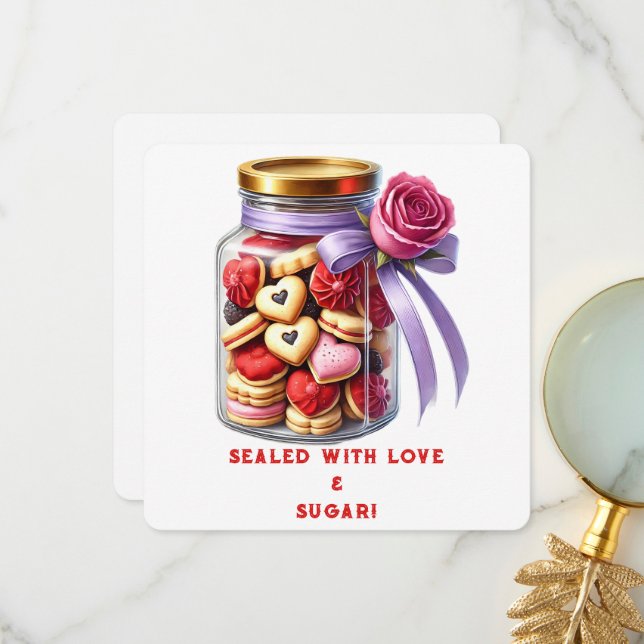 Carte De Remerciements Cookie Jar - Valentine's Day Card (Devant/Arrière en situation)