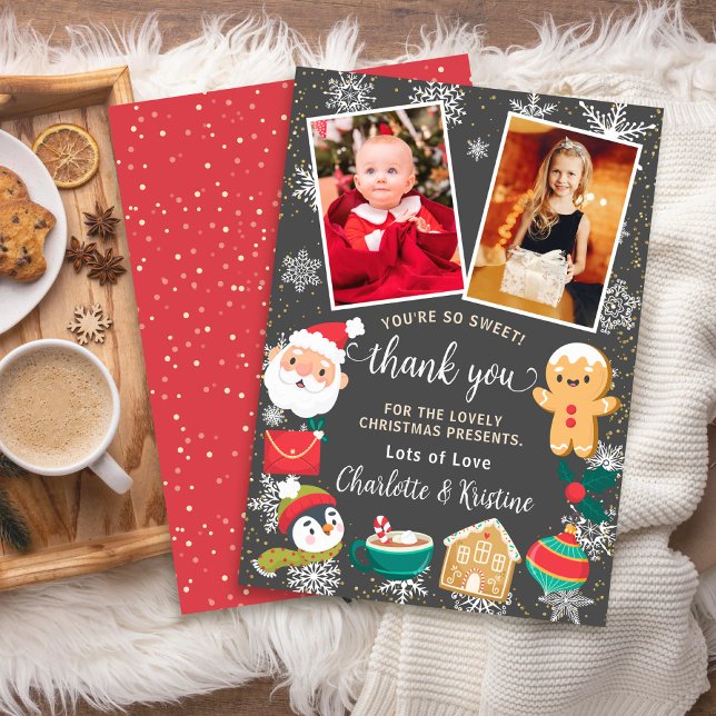 Carte De Remerciements Cookies et Cocoa Snow Christmas Party 2 Photo  (Créateur téléchargé)