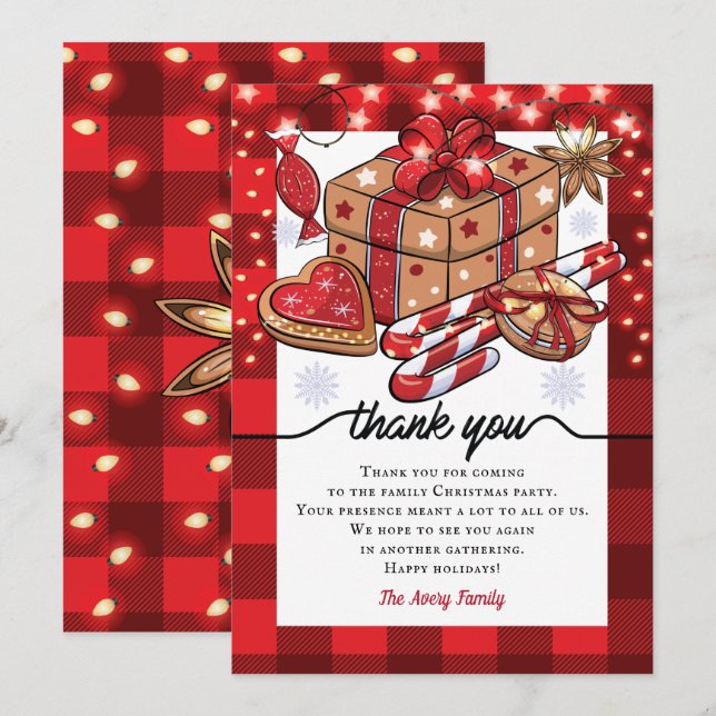Carte De Remerciements Cookies personnalisés et fête de Noël au cacao (Devant / Derrière)