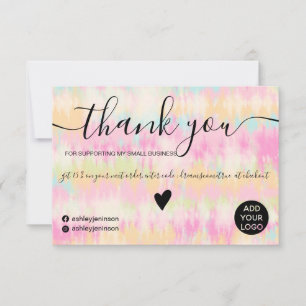 Carte De Remerciements cool de teinture à cravate de porc rose Girly merc