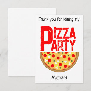 Carte De Remerciements Cool plaisir pizza fête anniversaire de enfant