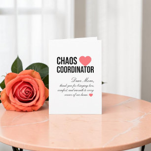 Carte De Remerciements Coordonnateur de chaos Cadeau unique personnalisé