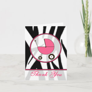 Carte De Remerciements Copie noire de zèbre/Merci rose de voiture