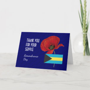 Carte De Remerciements Coquelicot   Anciens combattants   Drapeau BAHAMAS