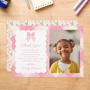 Carte De Remerciements Coquette à mâchoire rose personnalisée Photo esthé