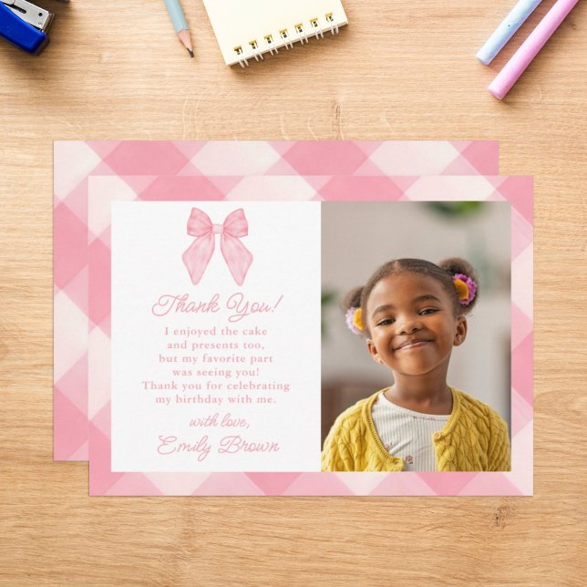 Carte De Remerciements Coquette à mâchoire rose personnalisée Photo esthé (Créateur téléchargé)
