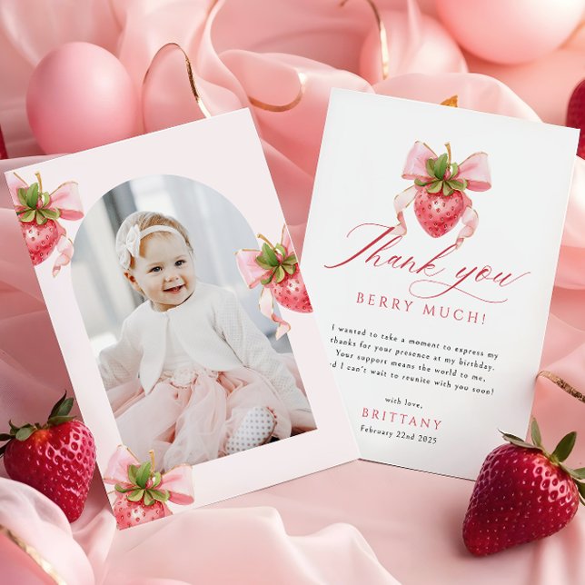 Carte De Remerciements Coquette Berry Photo d'anniversaire (Créateur téléchargé)