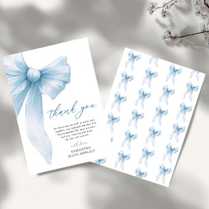 Carte De Remerciements Coquette Blue Bow Bridal Shower