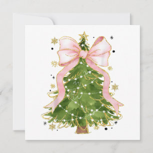 Carte De Remerciements Coquette Bow Christmas Tree Vacances Fille tenue W