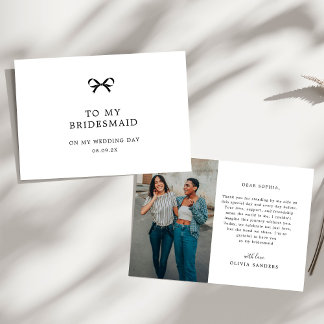 Carte De Remerciements Coquette Bow To My Bridesmaid Wedding Day Photo