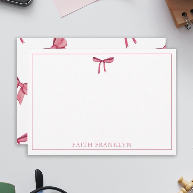 Carte De Remerciements Coquette d'arc rose aquarelle personnalisée (Créateur téléchargé)