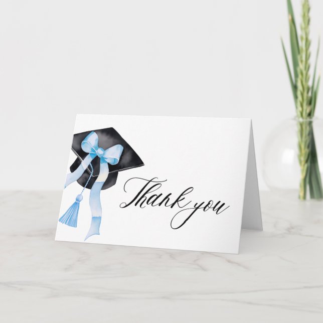 Carte De Remerciements Coquette de graduation de la boîte bleue Dusty mod (Devant)