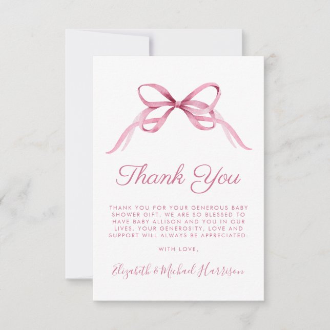 Carte De Remerciements Coquette rose mignonne Bébé Bébé Fille Douche (Devant)