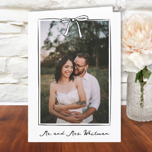 Carte De Remerciements Coquette Whimsical Mariage manuscrit Bow