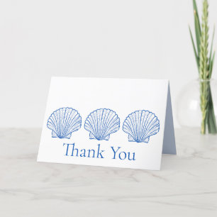 Carte De Remerciements Coquillage bleu marine et blanc 